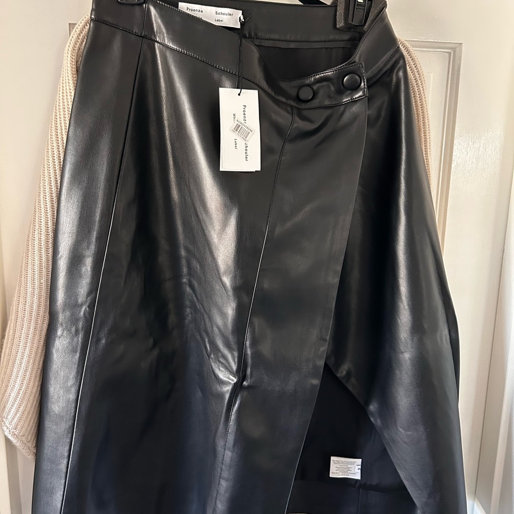 This Proenza Schouler White Label black leather wrap skirt